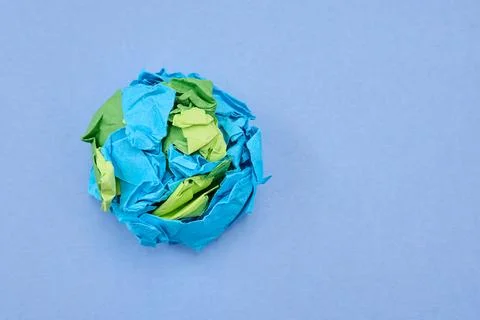 Crumpled paper globe representing earth, ecology, and recycling 写真素材