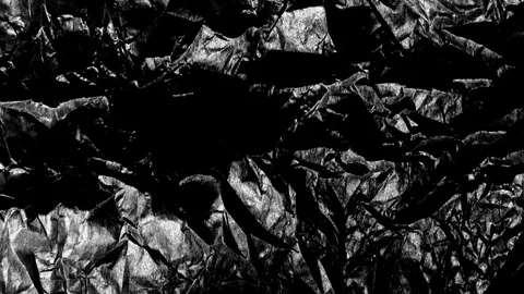 Crumpled paper sheet seamless texture, black and white, motion graphic Stock Footage 113901678