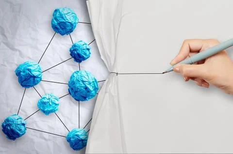 Crumpled paper as social network structure on wrinkled paper Stock Illustration