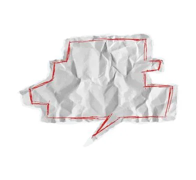 Crumpled paper speech bubble vector with torn ripped effect. Notebook texture, Stock Illustration