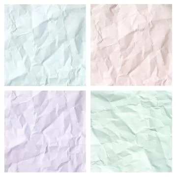 Crumpled paper texture set Stock Photos