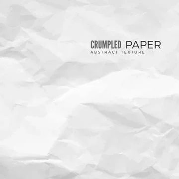 Crumpled Paper Texture. White empty leaf of crumpled paper. Torn surface of l Stock Illustration