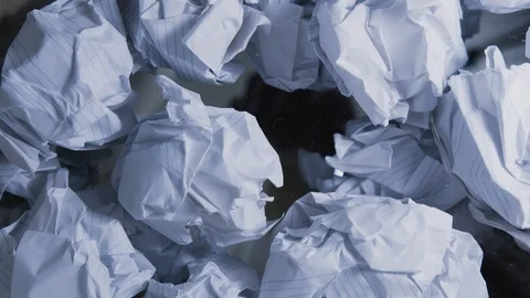 Crumpled papers in the trash. Bottom vie... | Stock Video | Pond5