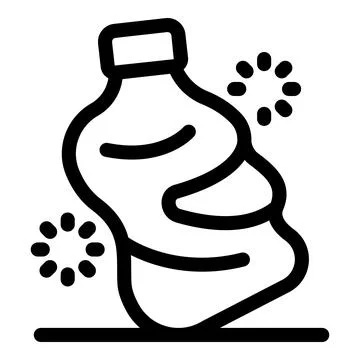 Crumpled plastic bottle polluting environment with rotating recycling sign Stock Illustration
