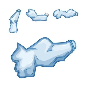 Crumpled plastic bottles creating environmental pollution Stock Illustration