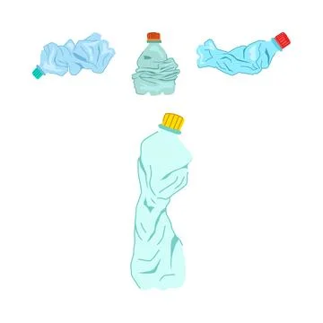 Crumpled plastic bottles symbolizing waste and recycling effort Stock Illustration