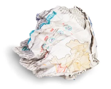 Crumpled sheet of newspaper Stock Photos