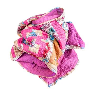 Crumpled stitched patchwork scarf from silk strips crumpled stitched patch... Fotos de archivo