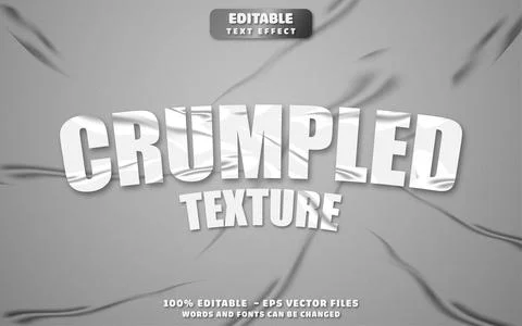 Crumpled Texture 3D Editable Text Effect Vector Design Stock Illustration