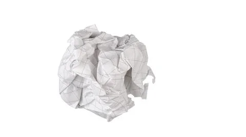 Crumpled white graph paper ball and wrinkled engineering notepad grid sheet.. Foto stock