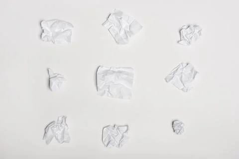 Crumpled white note papers Stock Photos