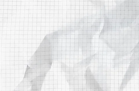 Crumpled white paper sheet with check grid lines Stockillustratie
