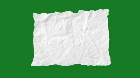 Crumpled White Paper Texture 2D Animation on Green Screen | Hand-Drawn Torn Page Видео 333970419