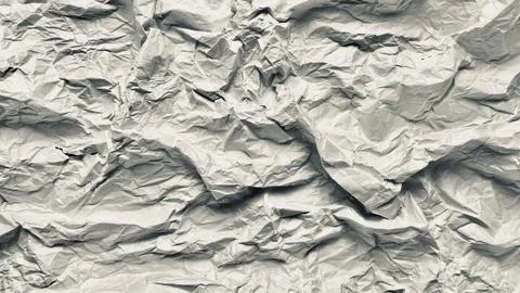 Crumpled white paper texture creates dynamic shadow casting organic minimal.. Stock Photos