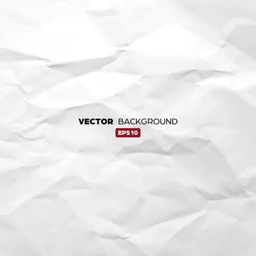 Crumpled white paper texture pattern. Rough grunge old blank. Vector abstract Stock Illustration