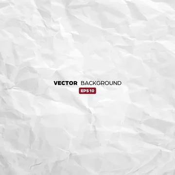 Crumpled white paper texture pattern. Rough grunge old blank. Vector abstract Stock Illustration