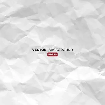 Crumpled white paper texture pattern. Rough grunge old blank. Vector abstract Stock Illustration