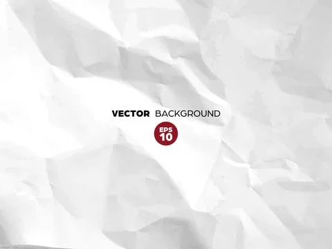 Crumpled white paper texture pattern. Rough grunge old blank. Vector abstract Stock Illustration