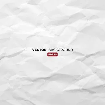 Crumpled white paper texture pattern. Rough grunge old blank. Vector abstract Stock Illustration