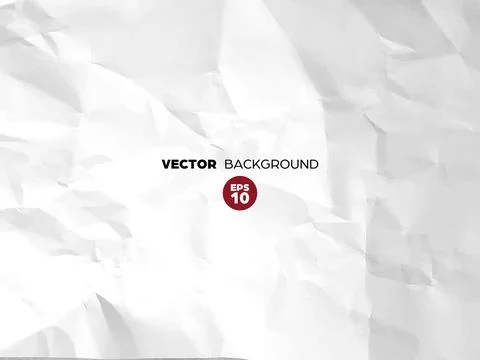 Crumpled white paper texture pattern. Rough grunge old blank. Vector abstract Stock Illustration