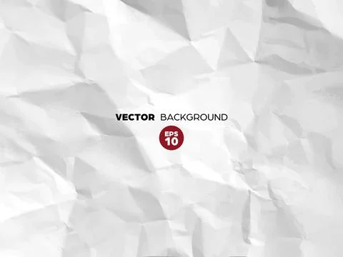 Crumpled white paper texture pattern. Rough grunge old blank. Vector abstract Stock Illustration