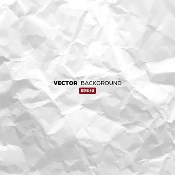 Crumpled white paper texture pattern. Rough grunge old blank. Vector abstract Stock Illustration
