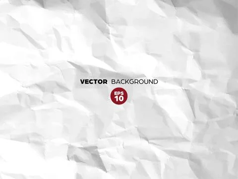 Crumpled white paper texture pattern. Rough grunge old blank. Vector abstract Stock Illustration