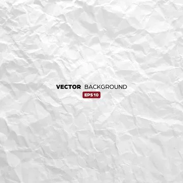 Crumpled white paper texture pattern. Rough grunge old blank. Vector abstract Stock Illustration