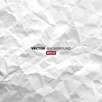 Crumpled white paper texture pattern. Rough grunge old blank. Vector abstract Stock Illustration