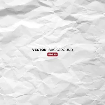 Crumpled white paper texture pattern. Rough grunge old blank. Vector abstract Illustrazione stock
