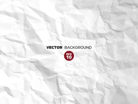 Crumpled white paper texture pattern. Rough grunge old blank. Vector abstract Stock Illustration