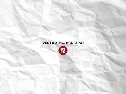 Crumpled white paper texture pattern. Rough grunge old blank. Vector abstract Stock Illustration