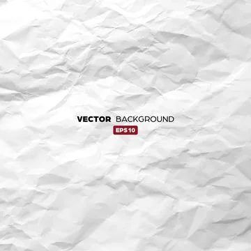 Crumpled white paper texture pattern. Rough grunge old blank. Vector abstract Illustrazione stock