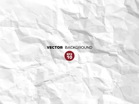 Crumpled white paper texture pattern. Rough grunge old blank. Vector abstract Stock Illustration