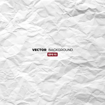 Crumpled white paper texture pattern. Rough grunge old blank. Vector abstract Stock Illustration