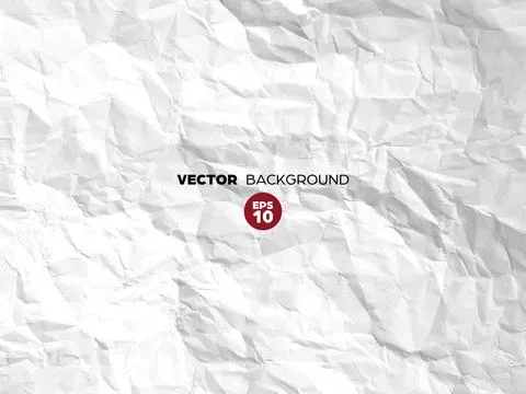 Crumpled white paper texture pattern. Rough grunge old blank. Vector abstract Stock Illustration