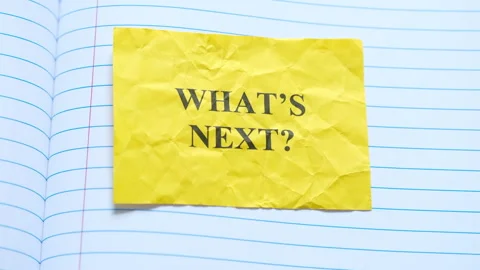 A crumpled yellow paper note with the question What is next on it. Stock Footage 310137869