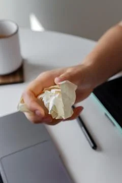 Crumpling Paper After Making a Mistake Stock Photos