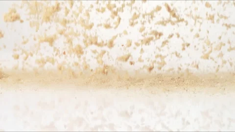 Crunchy Bread Crumbs Breading Breaded Crispy Fried Bouncing Slow Motion White Video stock 335991340