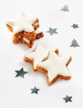 Crunchy christmas star cookies Stock Photos