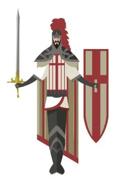 Crusader knight warrior Stock Illustration