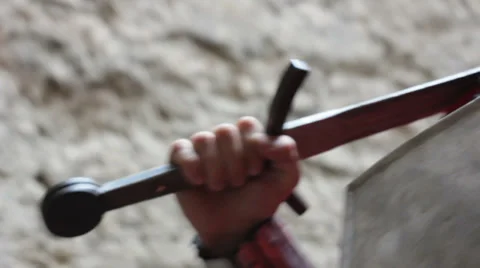 Crusader in light armor (round and close up shot) Video stock 32899964