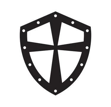 Crusader Shield Glyph Icon Vector Stock Illustration