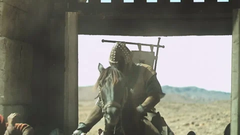 Crusaders charging the gates of Jerusalem, 11th century AD - Reenactment Stock Footage 202913235