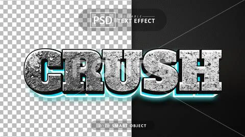 Crush 3d text effect editable Plantilla PSD