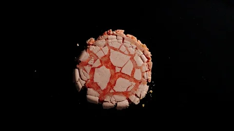 Crush Single Macaron On A Black Background Stock Footage 113320889