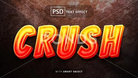 Crush text - editable 3d font effect PSD Template