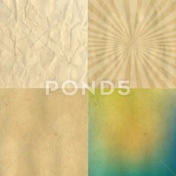 Crushed and cardboard vintage papers set Stock Illustration