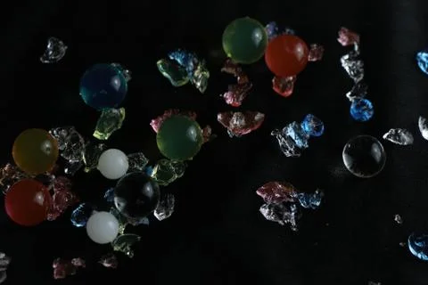 Crushed and solid water bubbles pieces Stock Photos