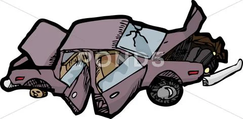 Crushed Car Stock Illustration